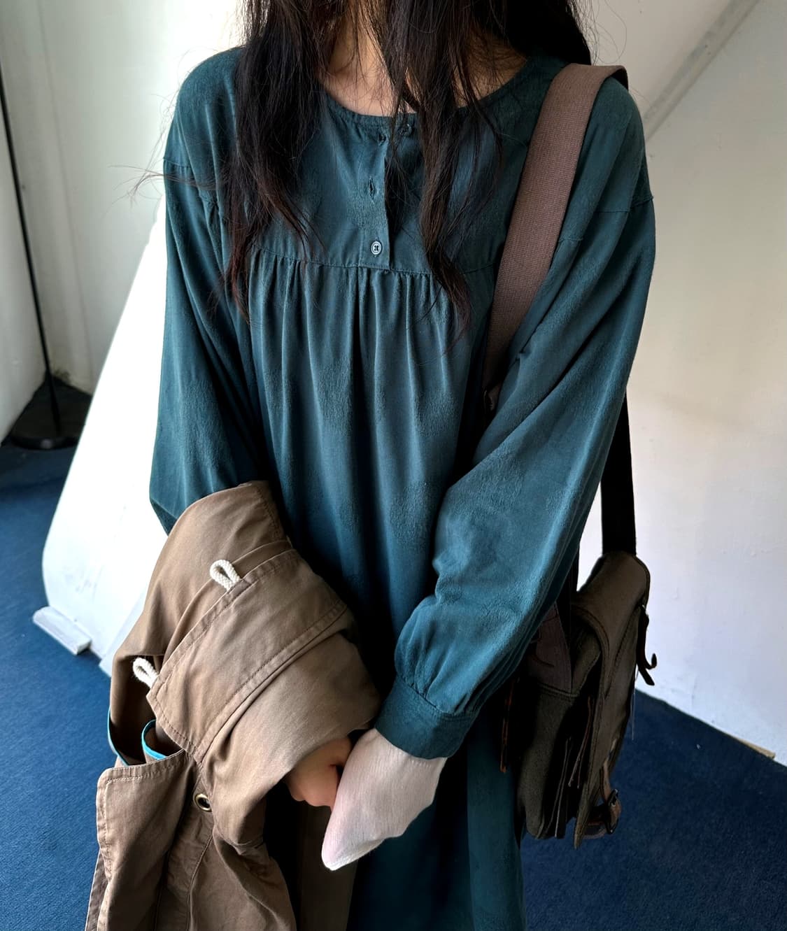 Dots stitch cotton rayon onepiece 상품이미지3
