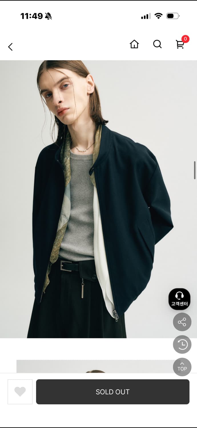 노이어 kkst 콜라보 오버핏 울 헤링턴 자켓 [네이비] 50 상품이미지5