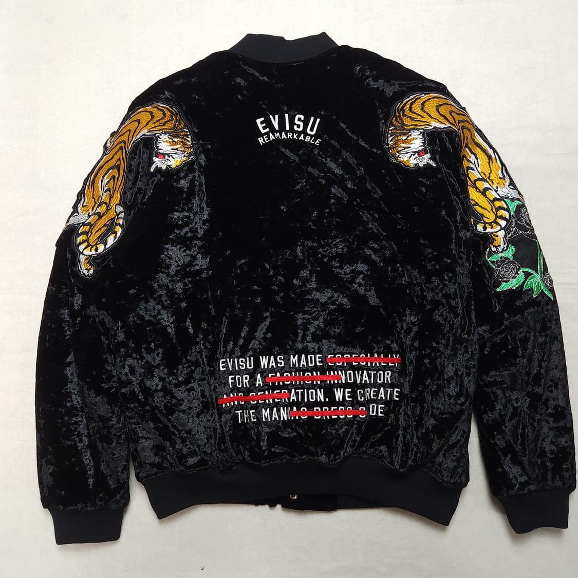 [100] 에비수 호랑이 자수 벨벳 자켓 (~105)  상품이미지3