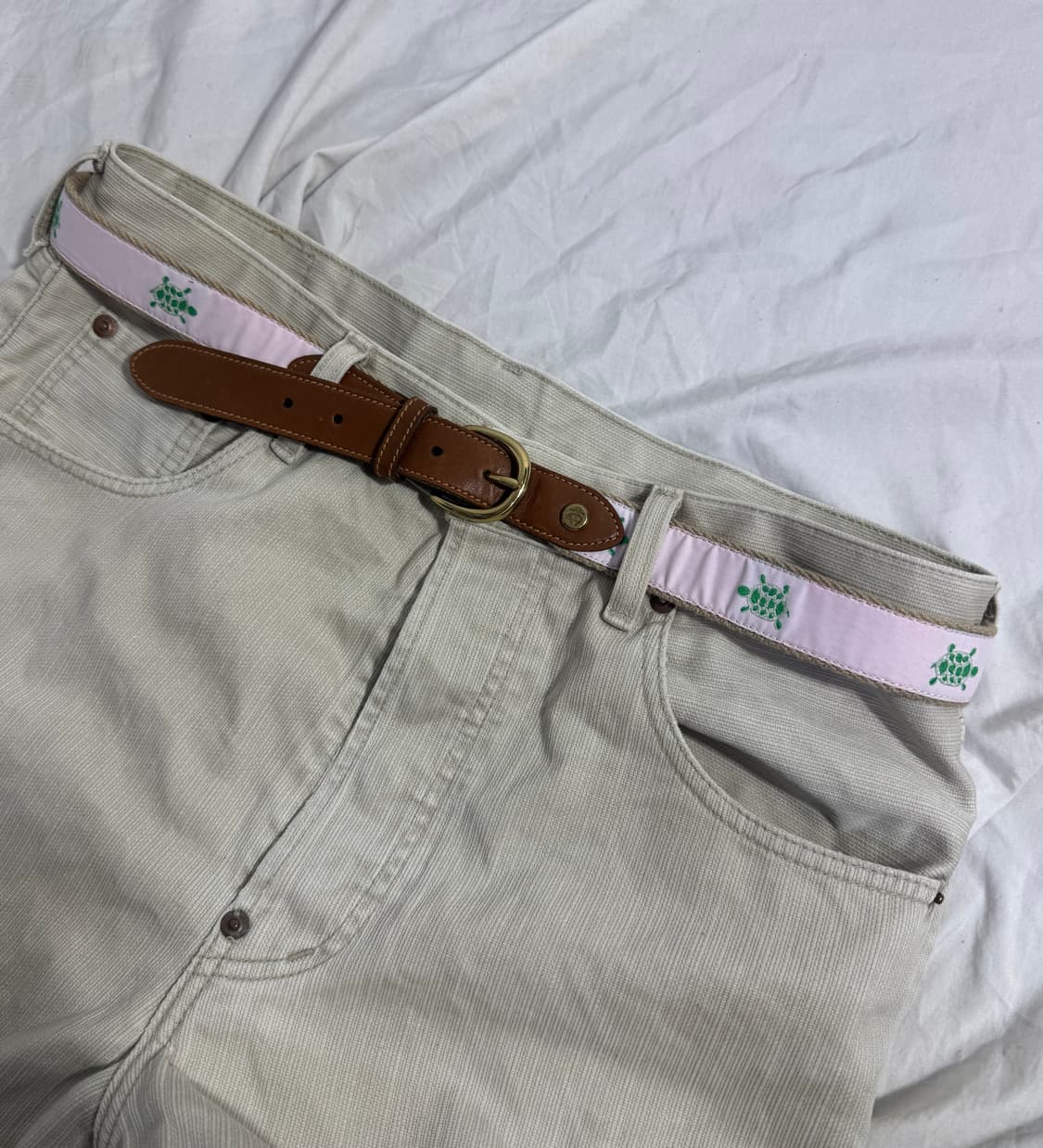 Usa 브룩스 브라더스 터틀 자수 레더 벨트 상품이미지1