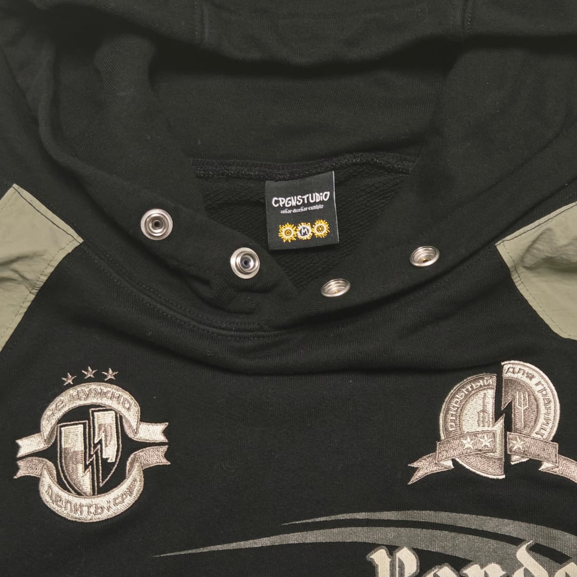 CPGN STUDIO 꼼파뇨 블랙 레글런 오버핏 후드티 상품이미지2