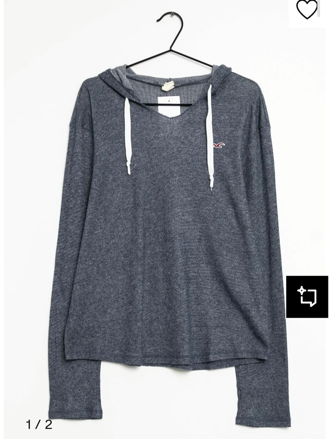 홀리스터)미국빈티지 와투케 y2k 대대장 그레이 올드스쿨 긴팔니트 후드티 상품이미지1