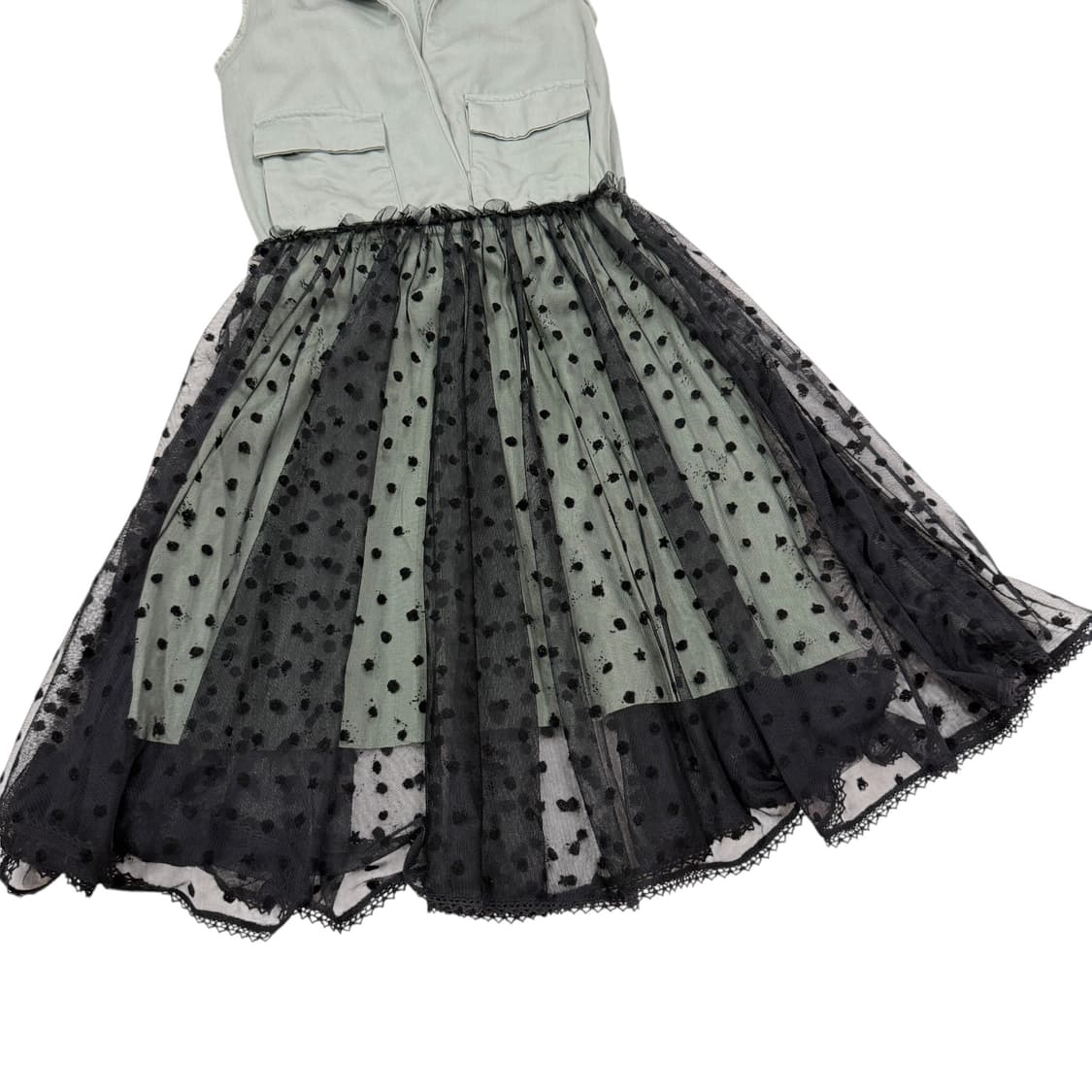 디젤 우먼 슬리브리스 드레스 레이스 나시 원피스 카키 블랙 2XS 상품이미지3