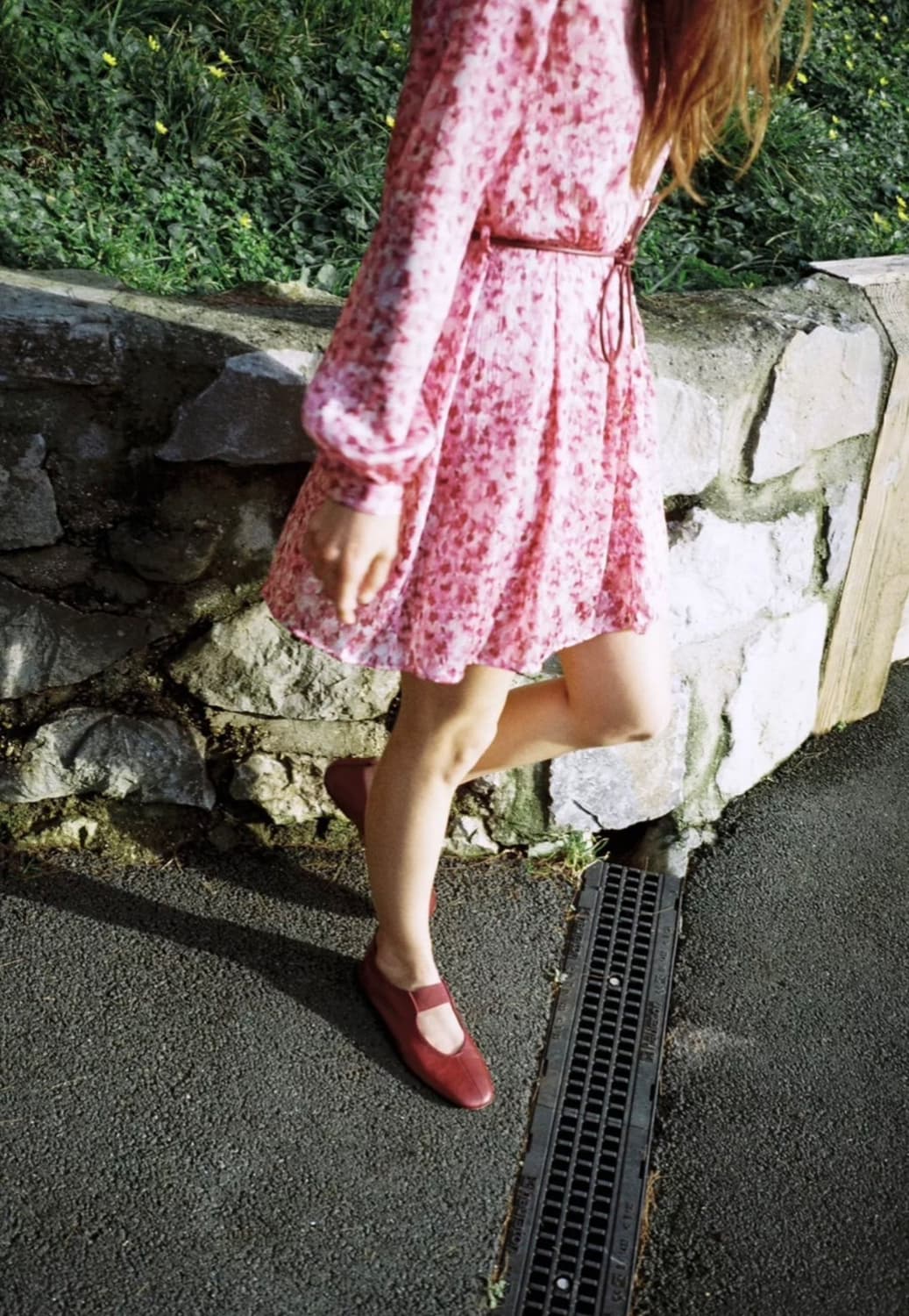 자라 레더 발레리나 플랫슈즈 버건디  상품이미지1