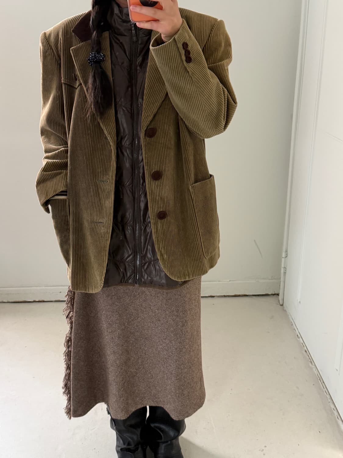 일본빈티지 브라운 패딩조끼 상품이미지4
