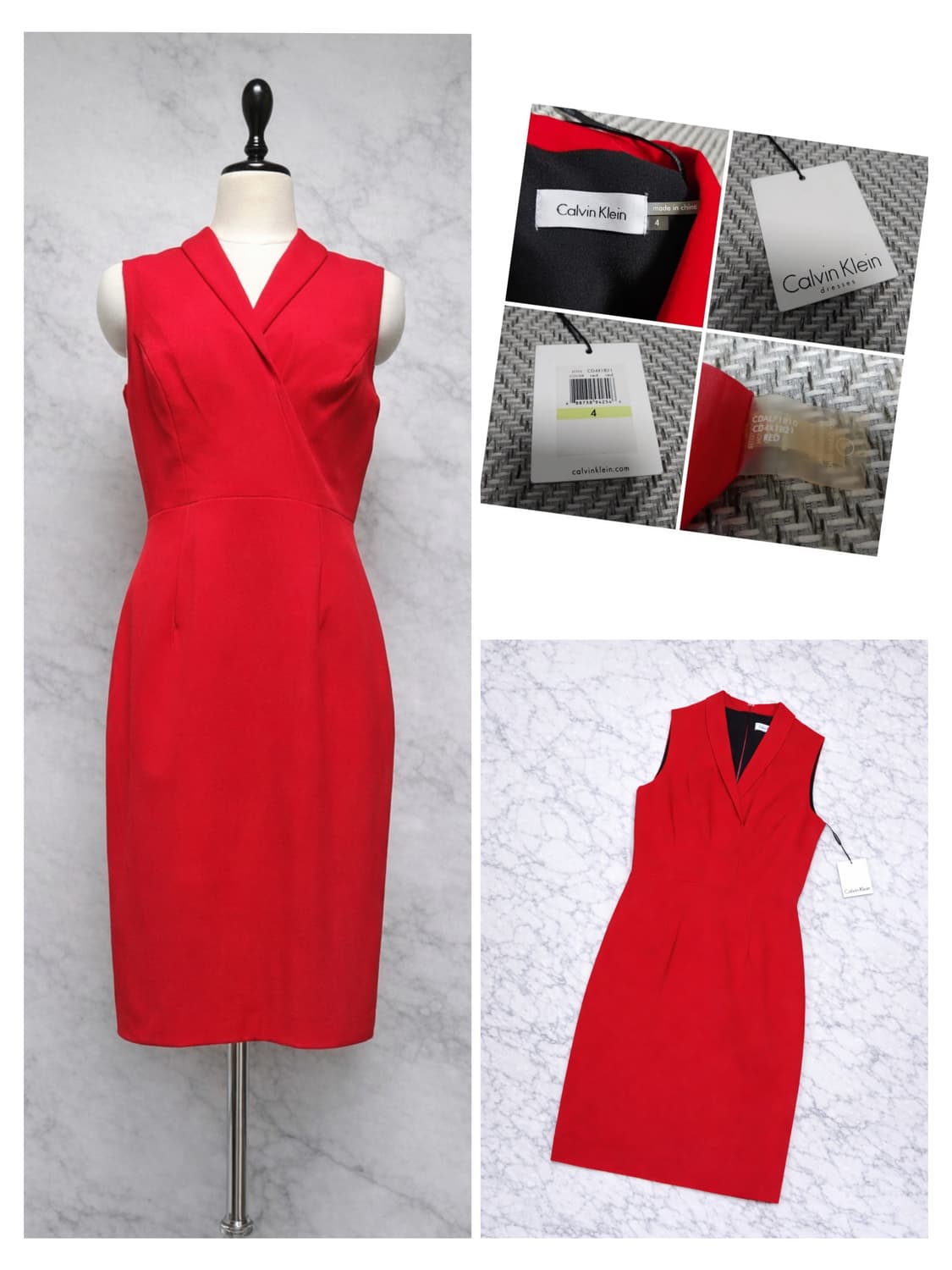 (새상품) 캘빈클라인 레드 슬림핏 원피스 / 택보유 / 하객룩 강추 상품이미지1