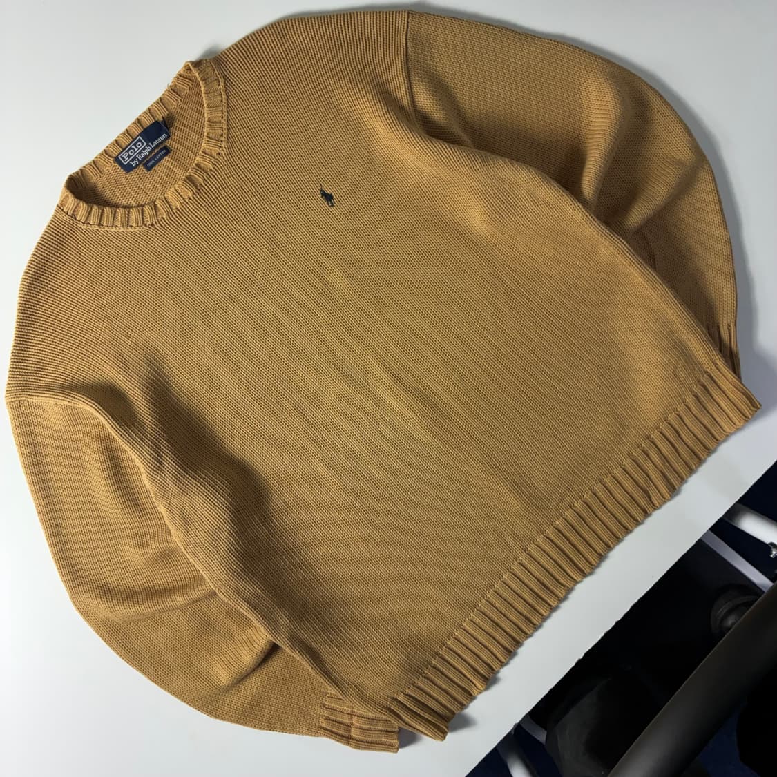 Polo  폴로 랄프로렌 90,s 자수 코튼 베이지 라운드 니트  상품이미지2