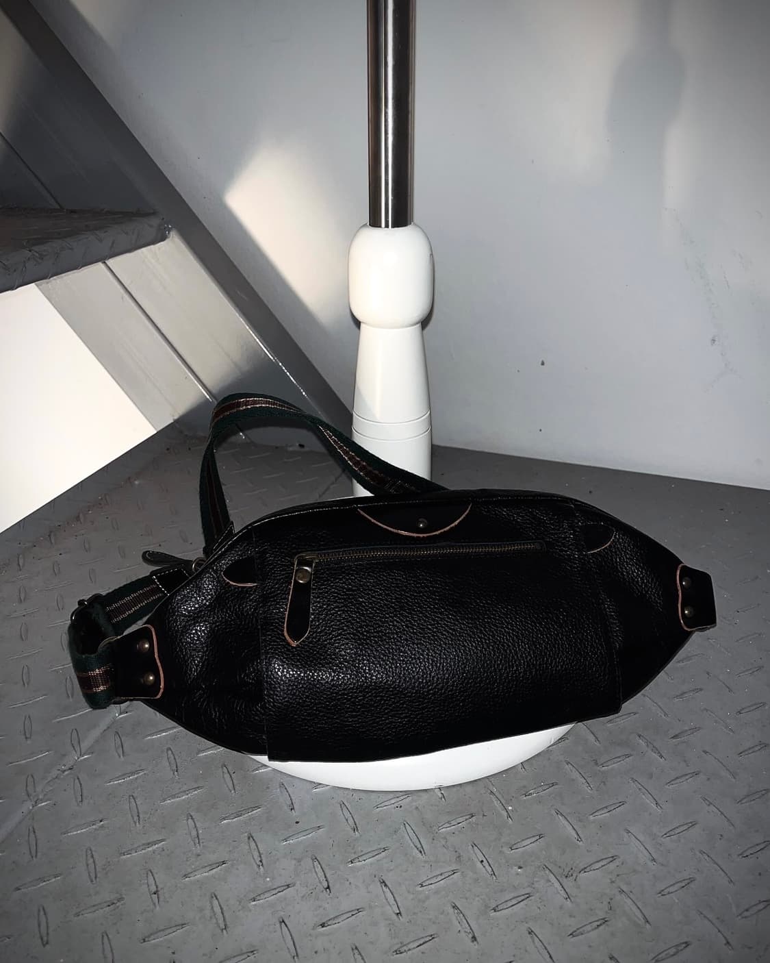 JPN 일본 빈티지 리얼 카우레더 소가죽 힙색 크로스백 상품이미지3