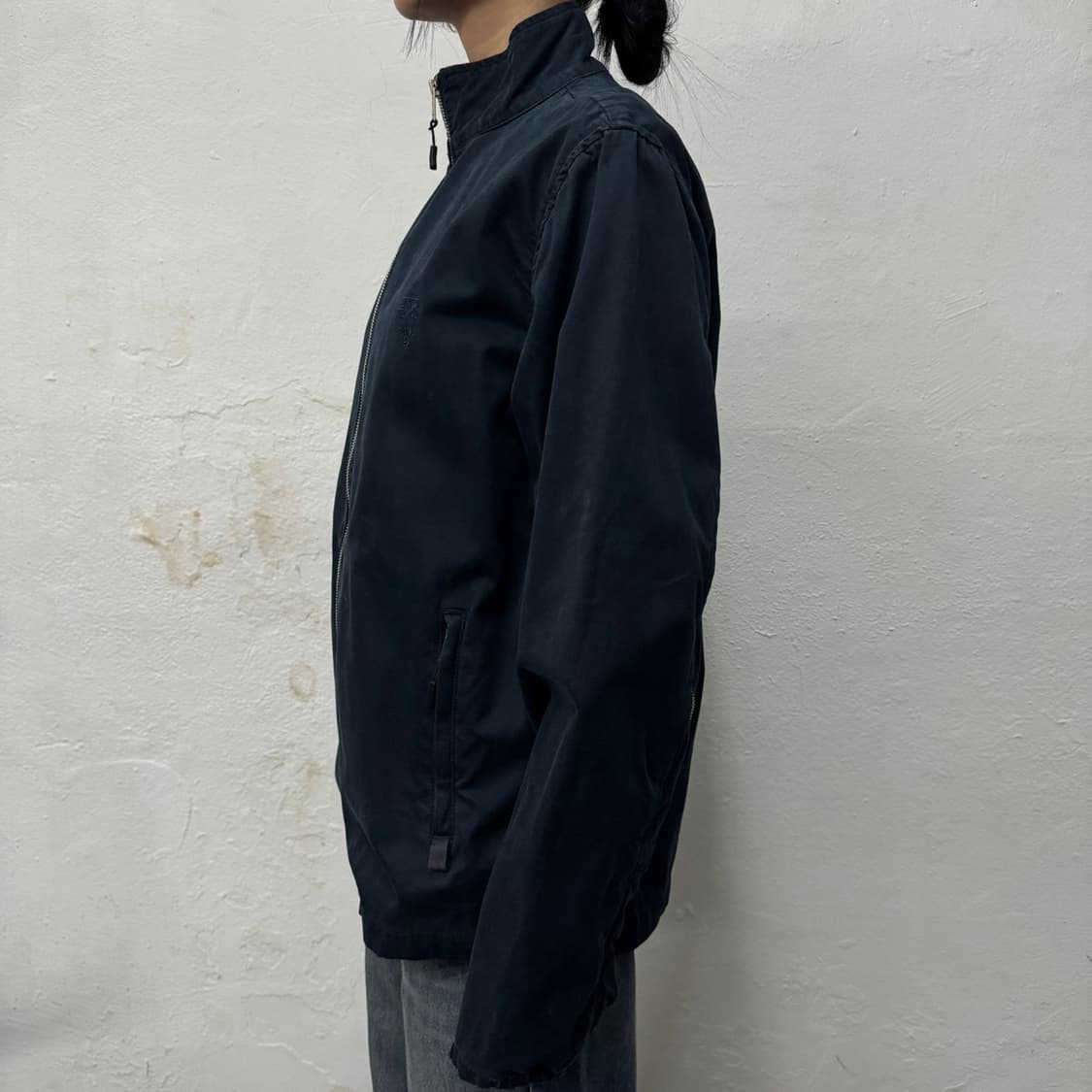 스투시 다크네이비 스탁 자수로고 슬리브 매쉬 집업 하이넥 블루종 자켓 상품이미지2