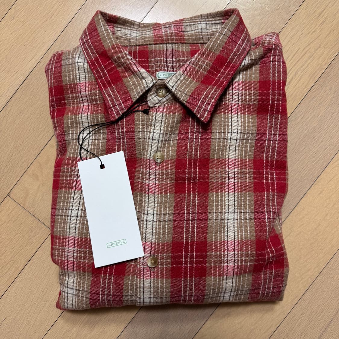 [4] A.presse 아프레쎄 빈티지 코튼 실크 넵 트윌 체크 셔츠 상품이미지2