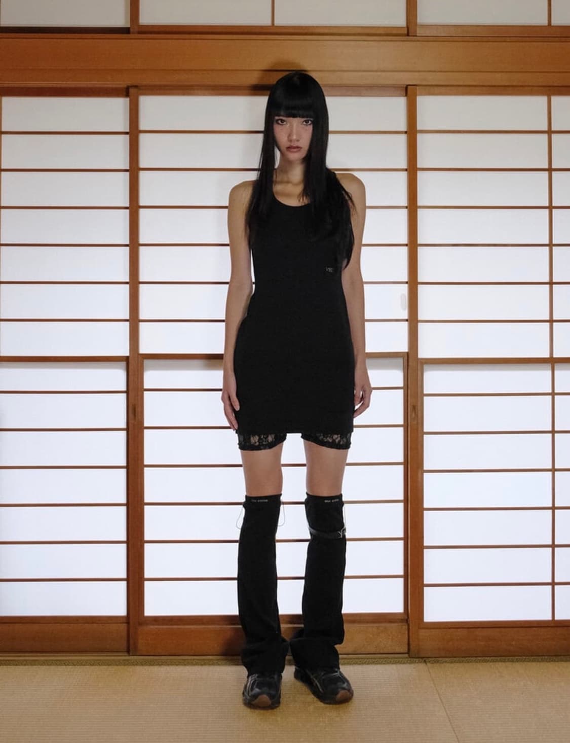 Back hole tank top dress os bk 상품이미지1