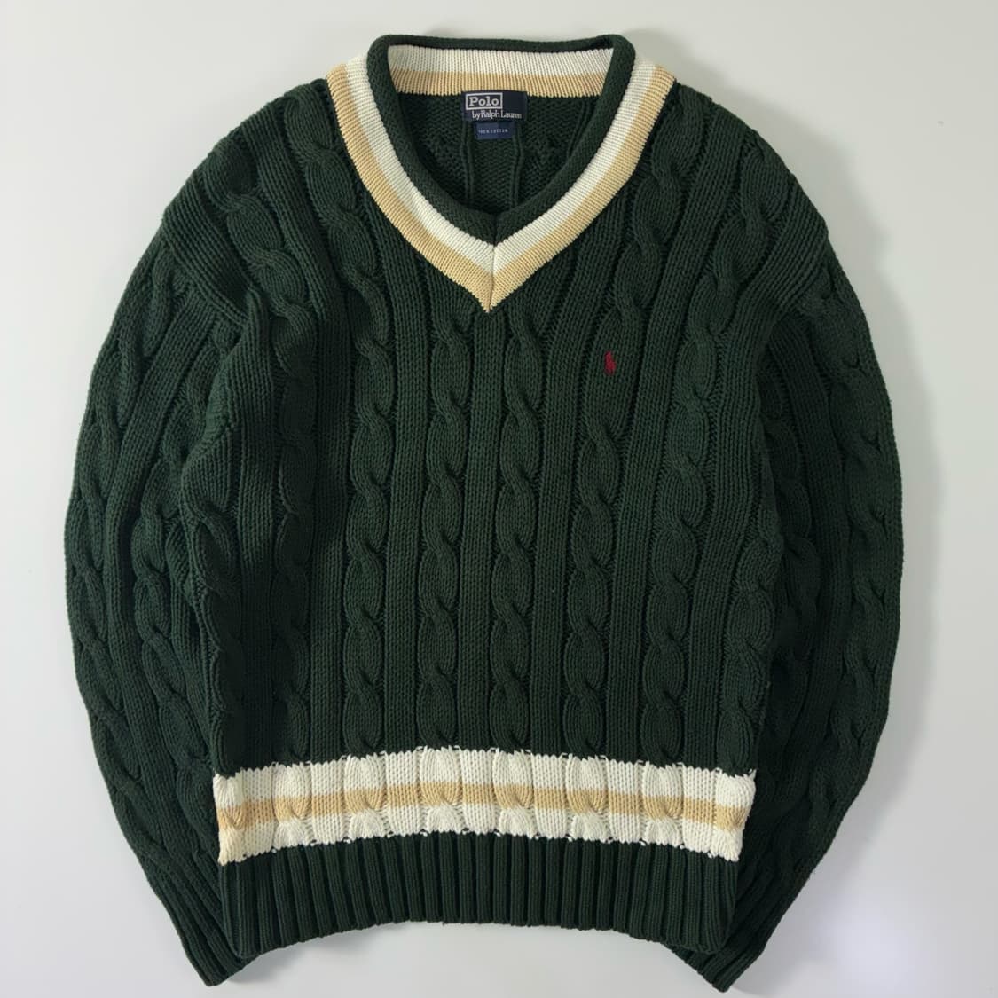 Polo  폴로 랄프로렌 90,s 그린 케이블 크리켓 니트   상품이미지1