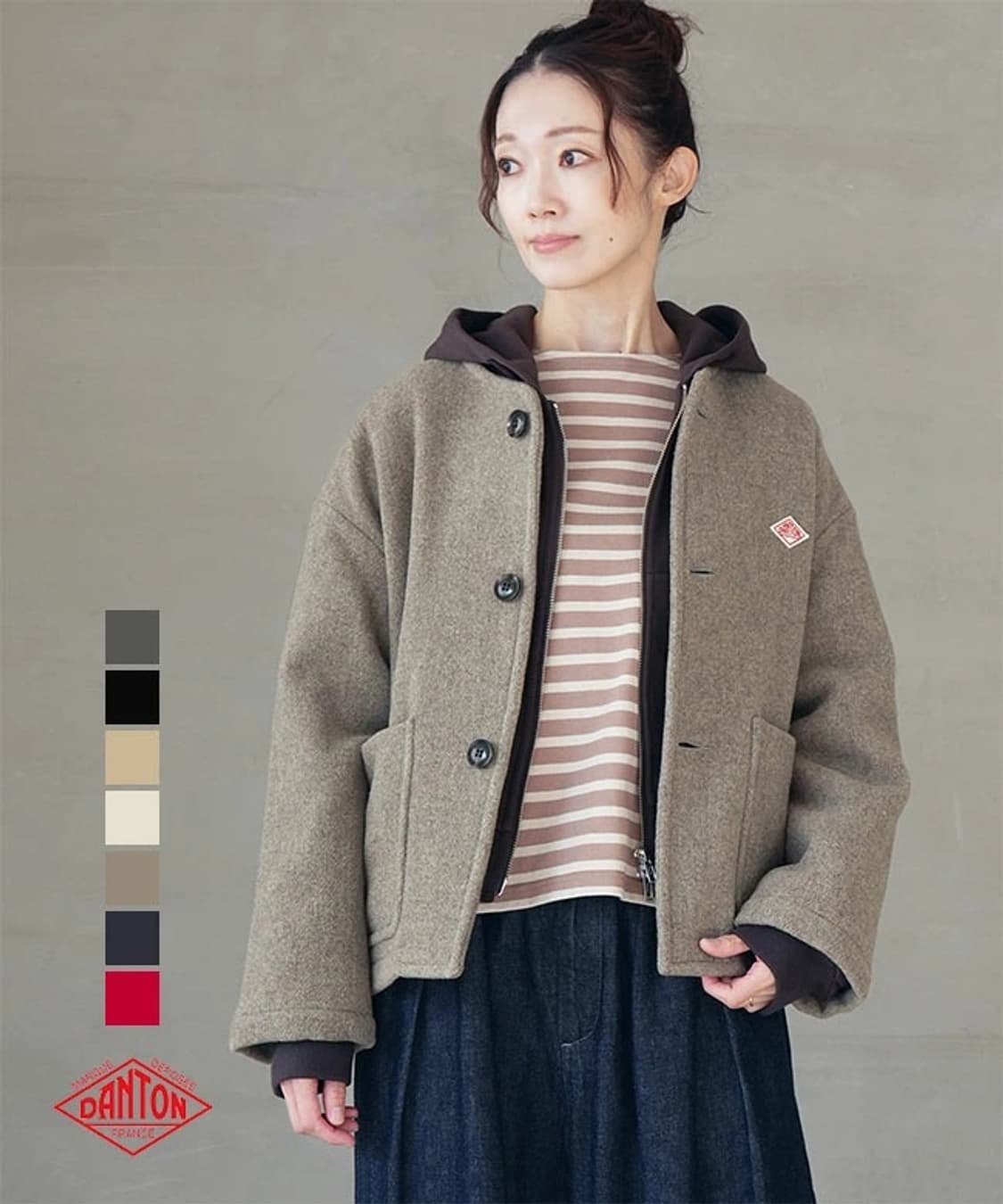 DANTON Light Collarless Wool Pile Jacket 상품이미지5