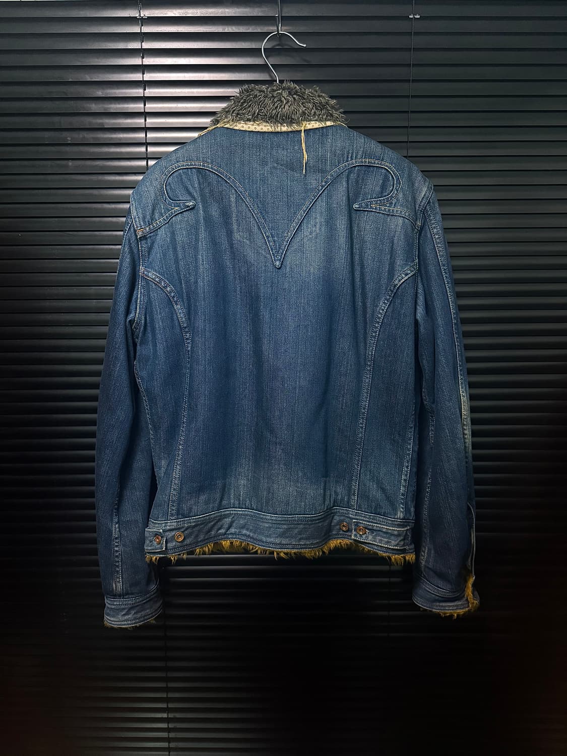 디젤 웨스턴 데님 트러커 쉐르파 털 자켓 M 95 명품 빈티지 워시드 락 상품이미지6