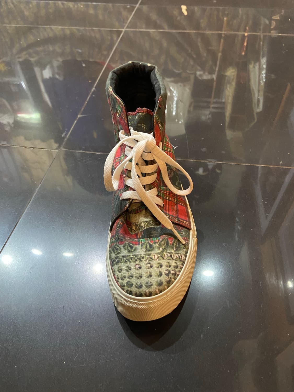 00~10s Roen 로엔 메탈 스터드 체크 패턴 하이탑 상품이미지3