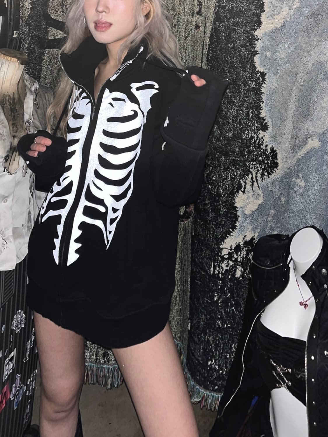 밴슨 오버핏 풀 아트워크 본 후드집업 상품이미지6