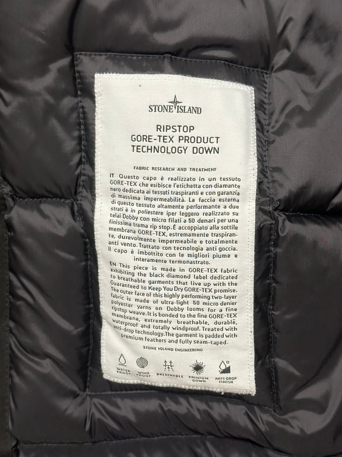 스톤아일랜드 립스탑 고어텍스 패딩 M(100) 블랙 상품이미지2