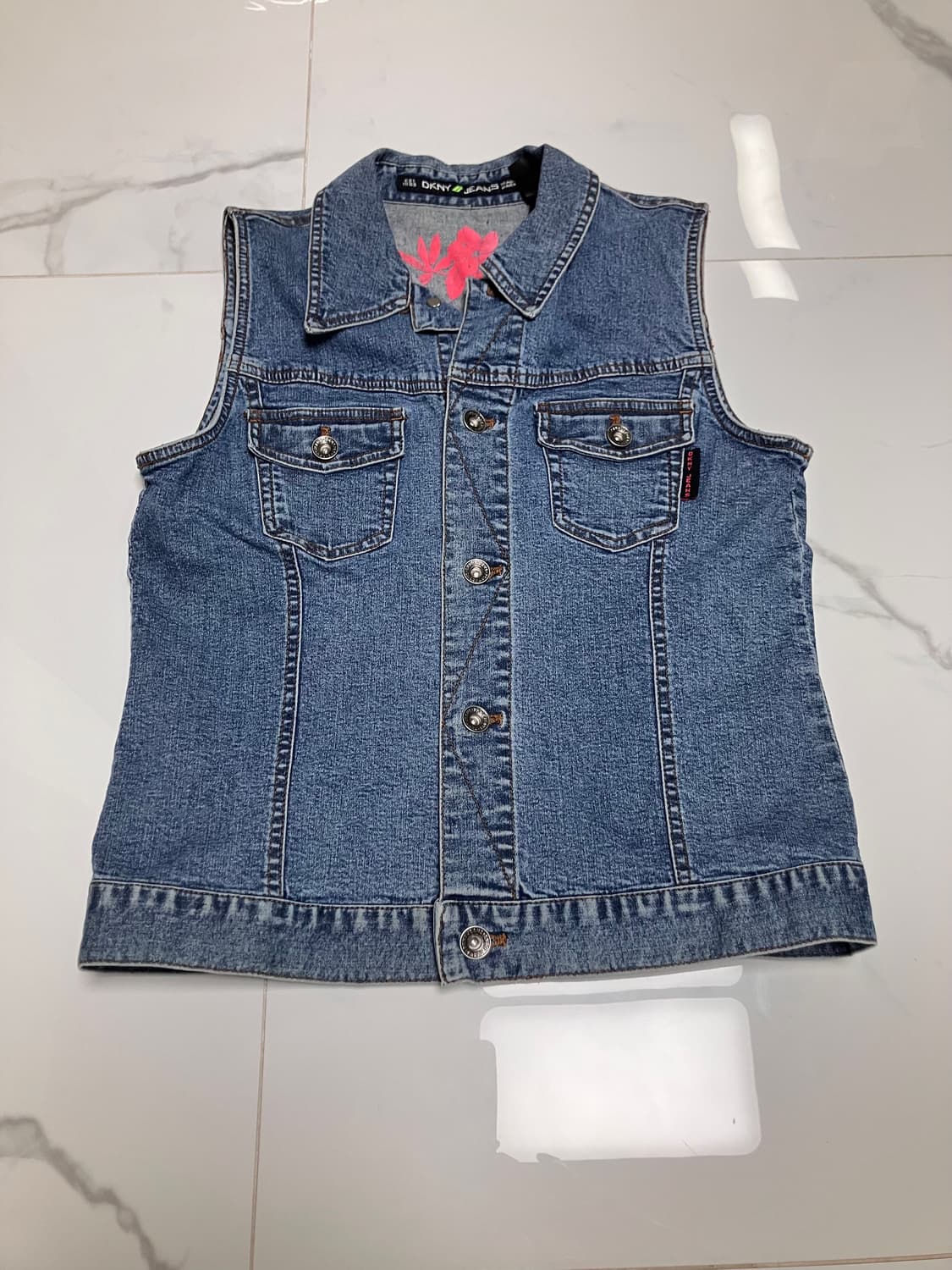 90s 빈티지 데님 베스트 청조끼 버튼업 프렌즈 레이첼그린 상품이미지2