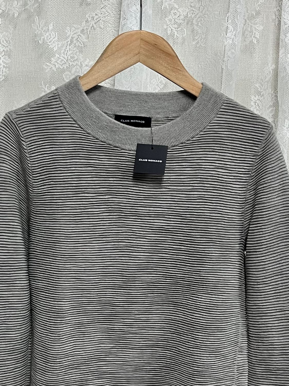 XS) 새상품 클럽모나코 울 니트 티셔츠 그레이 상품이미지3