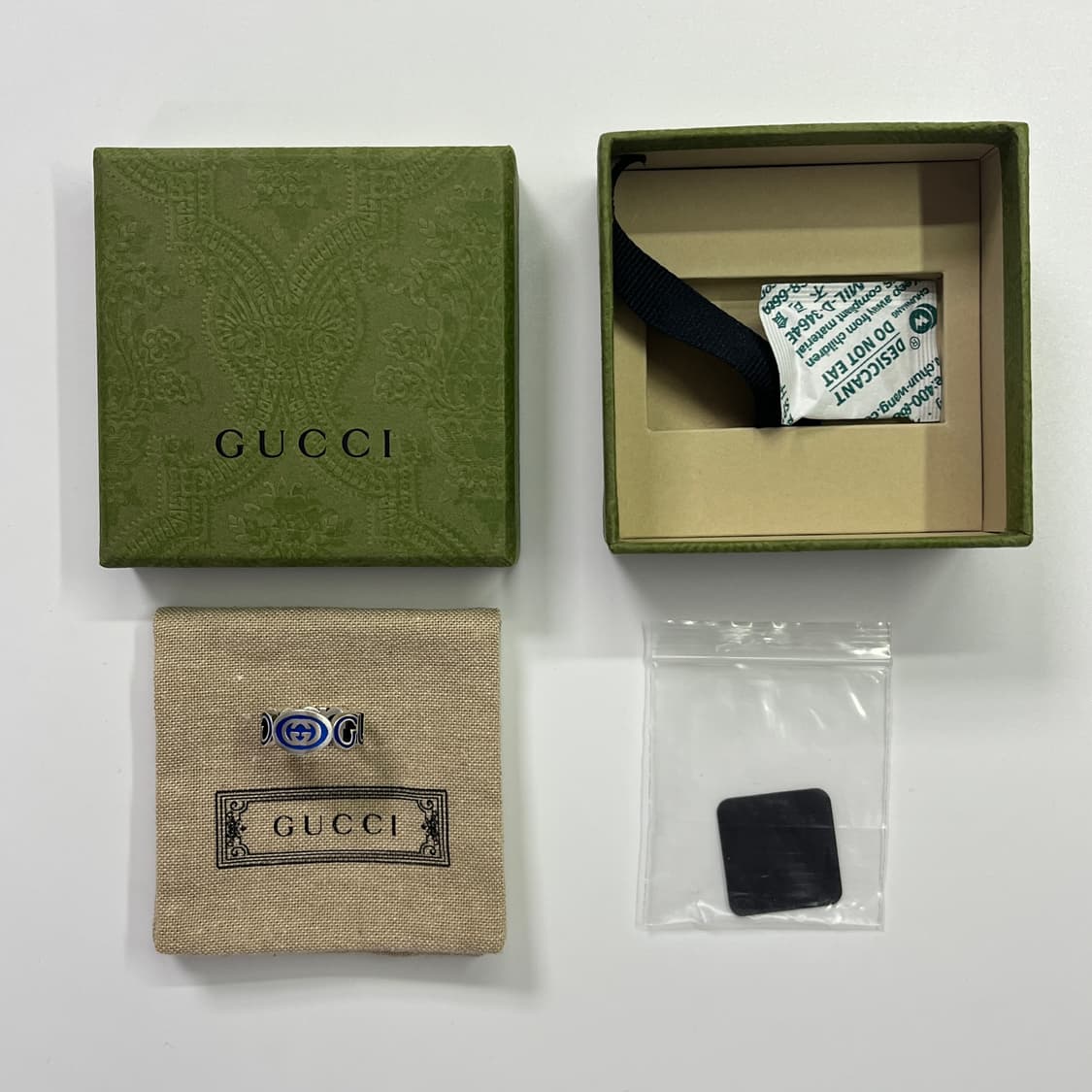 새상품 구찌 반지 인터로킹 G 에나멜 링 실버 블루 에나멜 상품이미지8