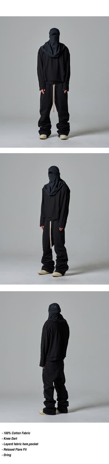 왑웍스 W091 (Flare layerd sweat pants black 상품이미지2