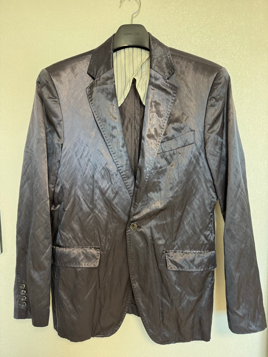 금속 [금속 혼방 자켓] 레노마 옴므 남성 블레이저 100 다크 바이올렛 상품이미지1