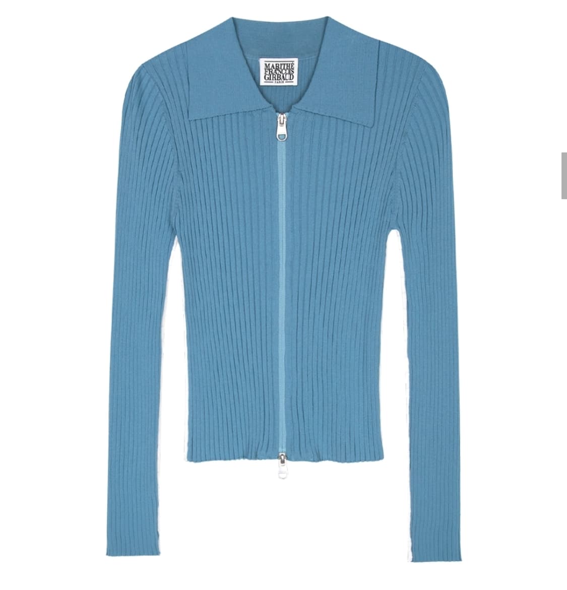 마리떼 W SLIMFIT RIBBED ZIPUP CARDIGAN blue 상품이미지3