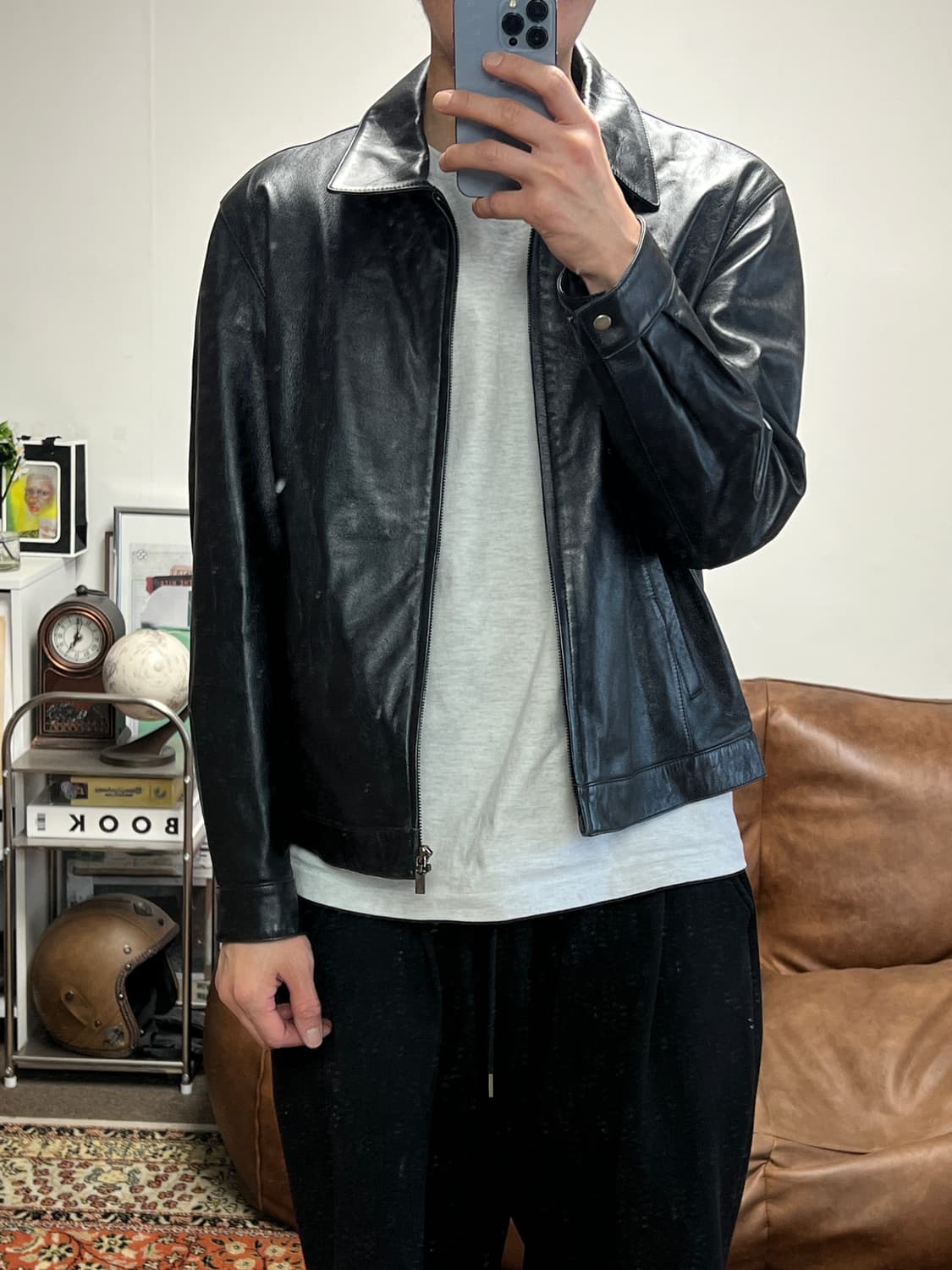 [100] 리얼 레더 빈티지 싱글 라이더 자켓 상품이미지3