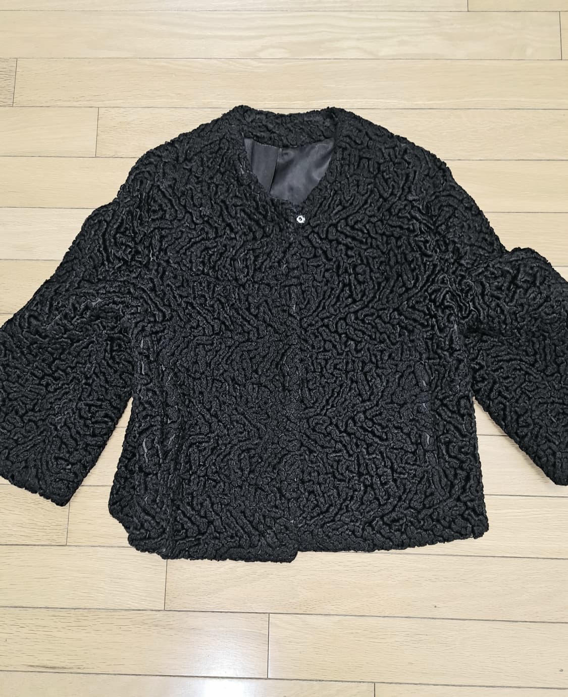 일본 빈티지 여성 하프 코트 인조 아스트라칸 S 상품이미지4