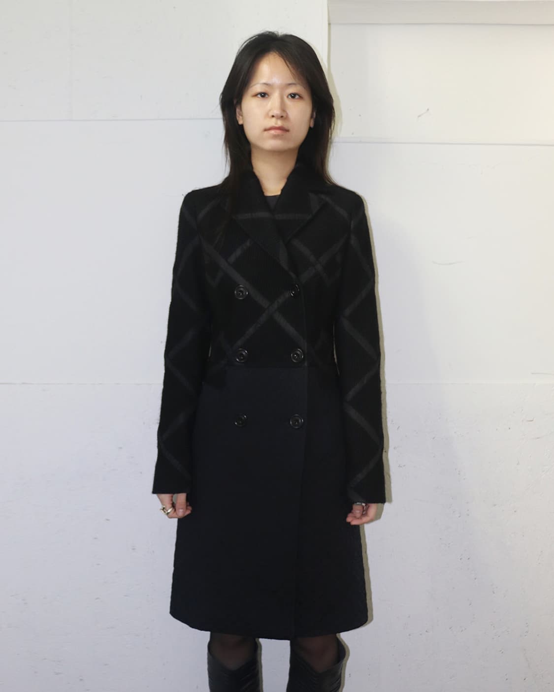 알레산드로 델라쿠아 듀얼 패턴 지오매트릭 코트 상품이미지1