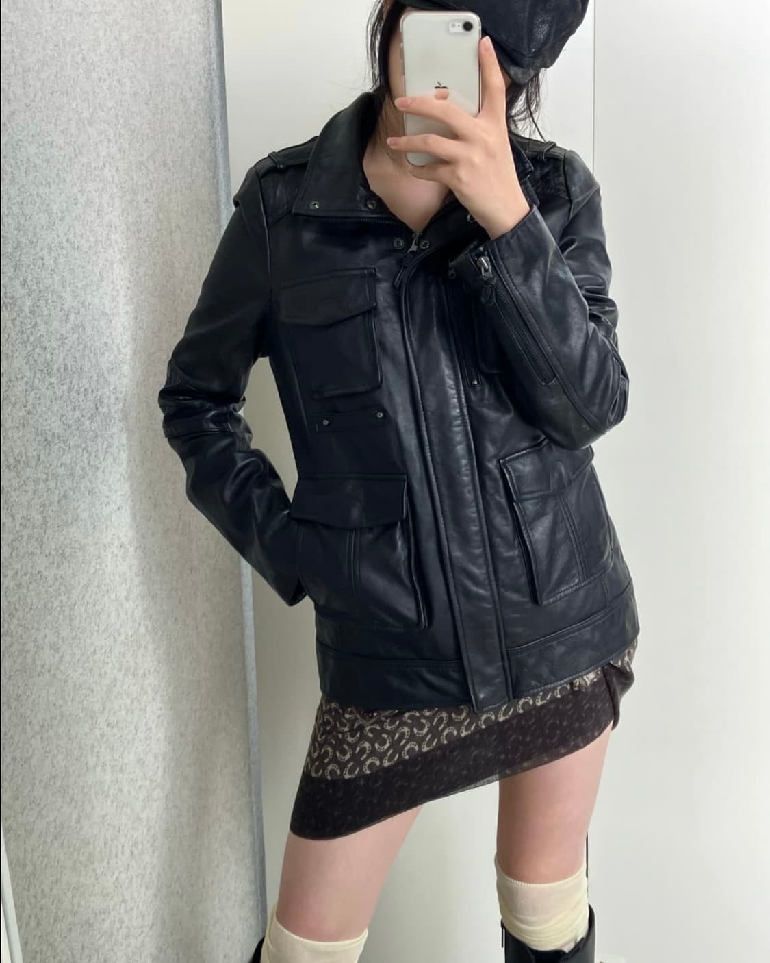 빈티지 레더 자켓 블랙 상품이미지5