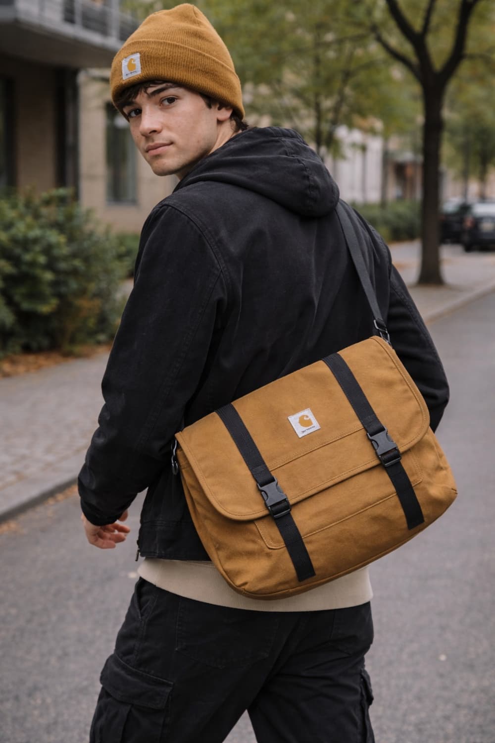 Carhartt 브라운 캔버스 크로스 메신저백 상품이미지2