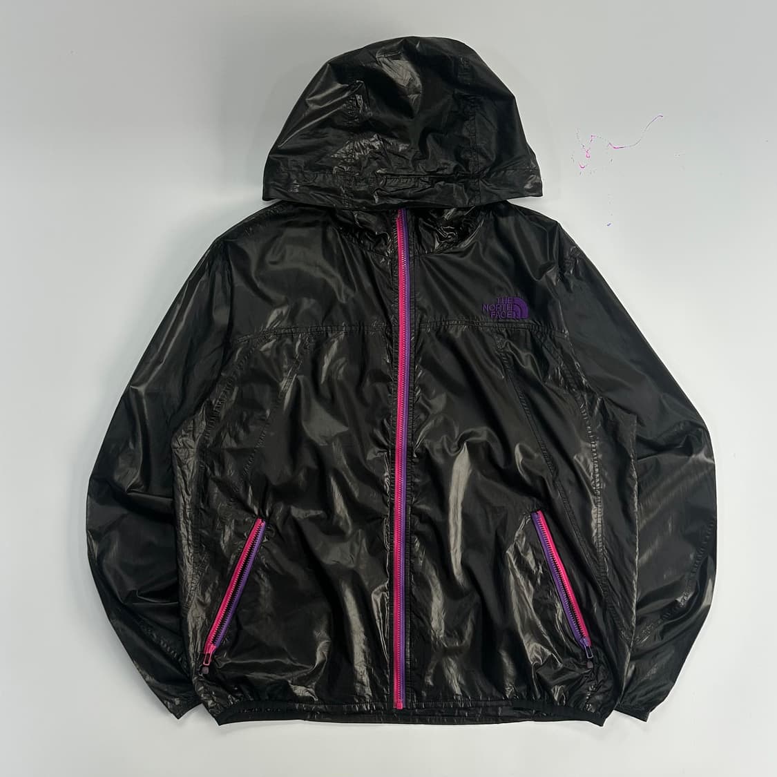 The north face 노스페이스 핑크 퍼플 포인트 글로시 바람막이 상품이미지3