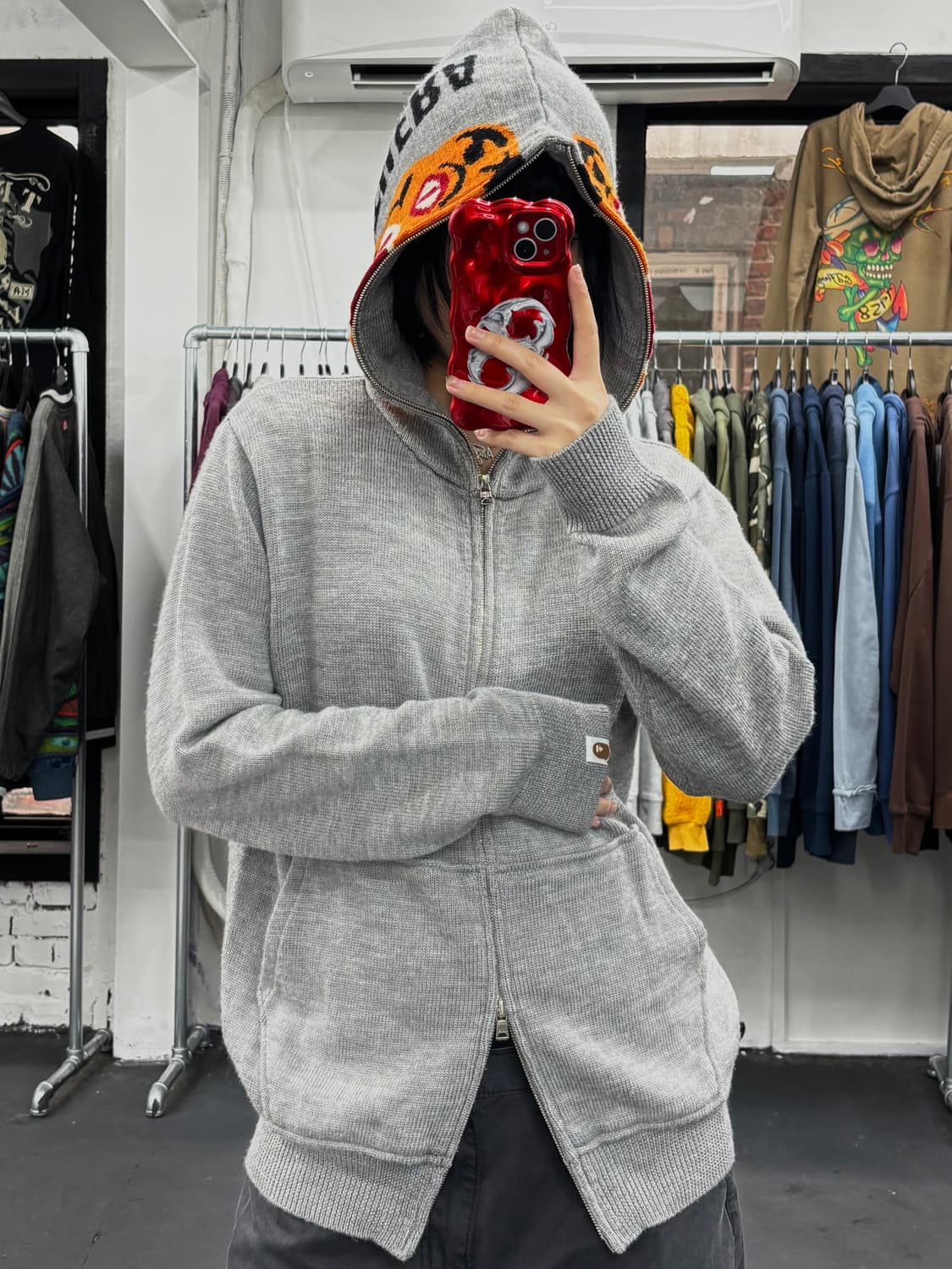 베이프 타이거 샤크 니트 후드집업 상품이미지2