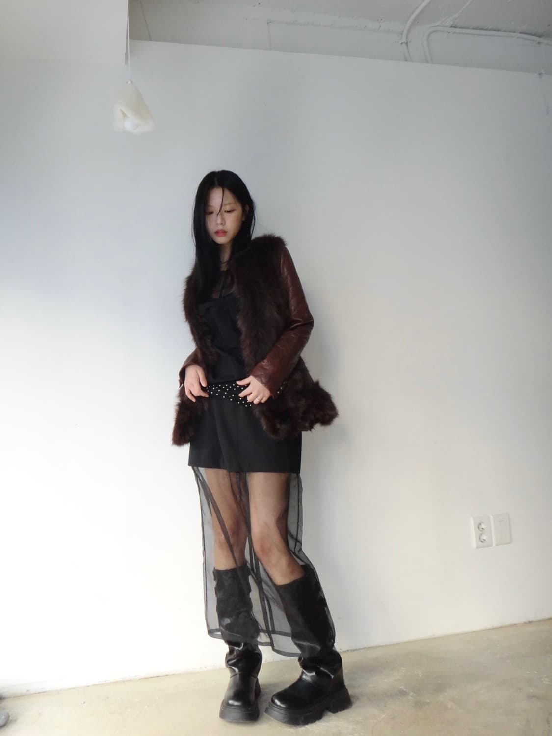 Dual cashmere fur leather jacket  상품이미지5