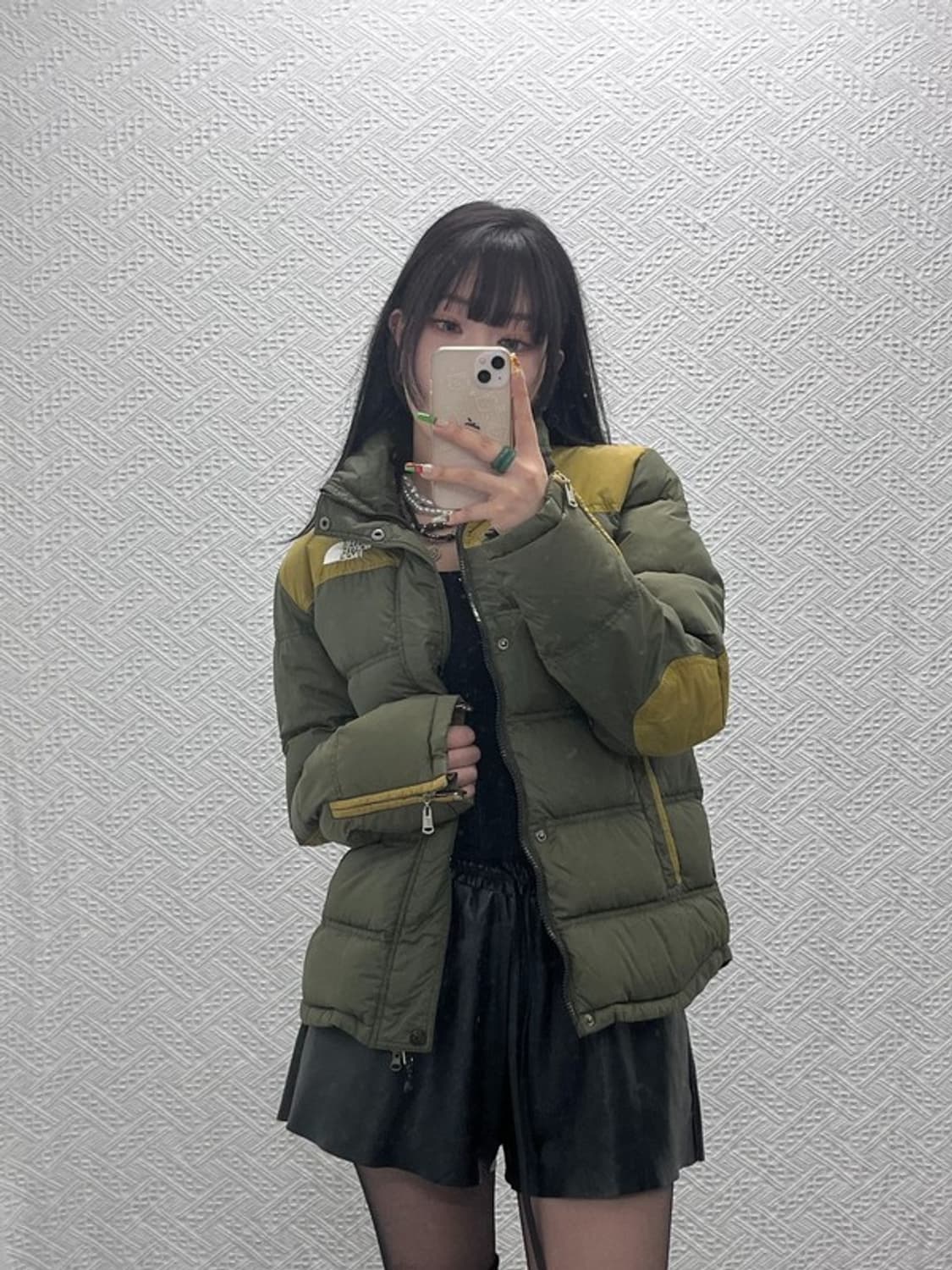 노스페이스 레트로 빈티지 말차카키 엘보패치 패딩 100 C09470 상품이미지2