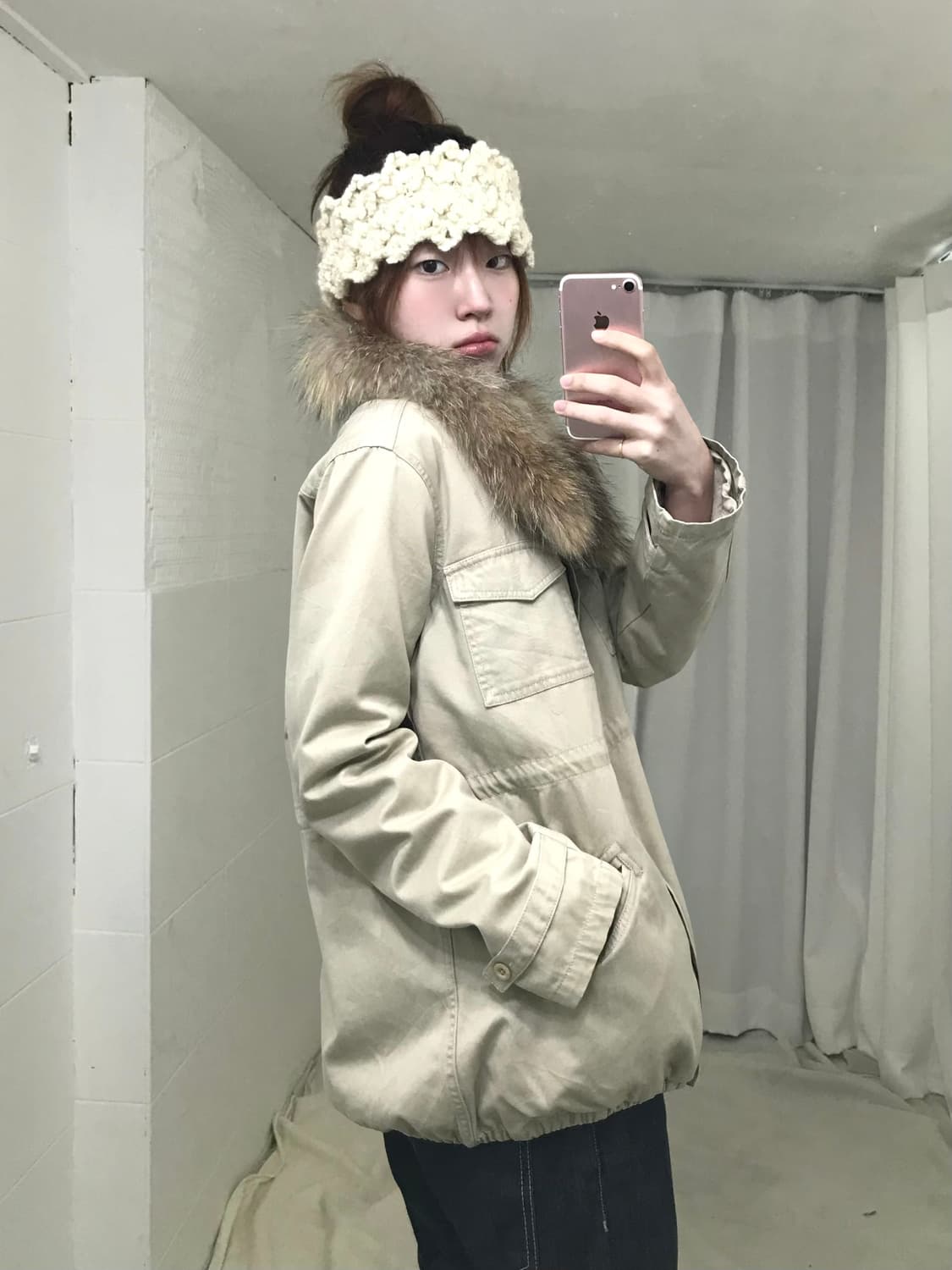 빈티지 아이보리 퍼 워크자켓 상품이미지2