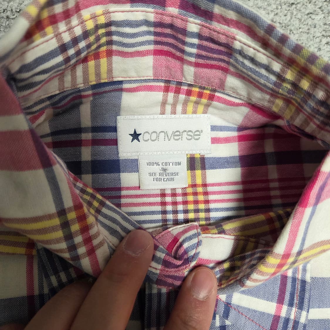 Converse 빈티지 반팔 체크셔츠 L(100) 상품이미지4