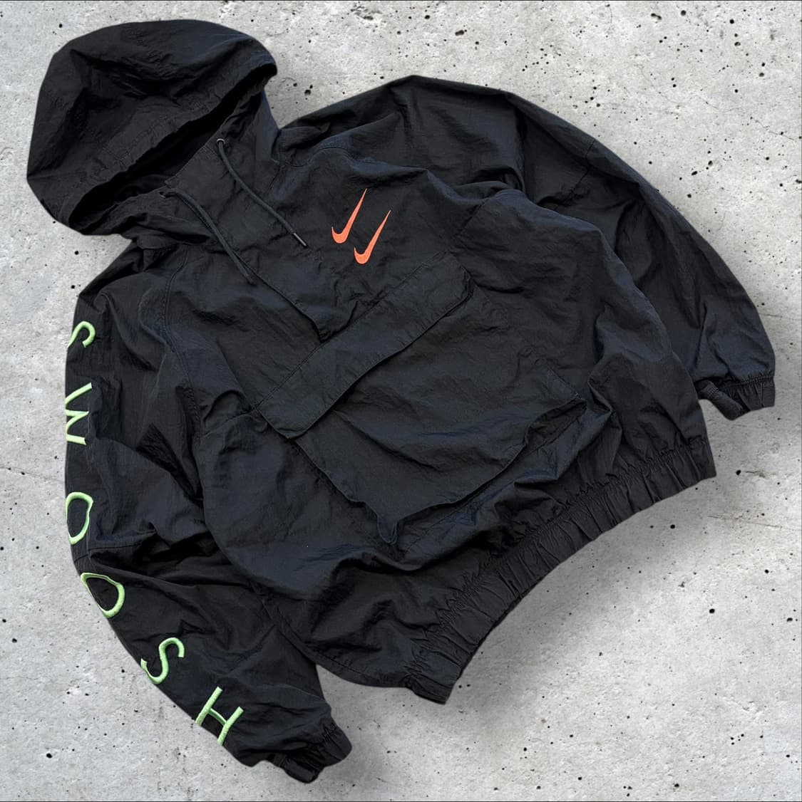 [L] 나이키 더블 스우시 블랙 반집업 후드 바람막이 B829 상품이미지1