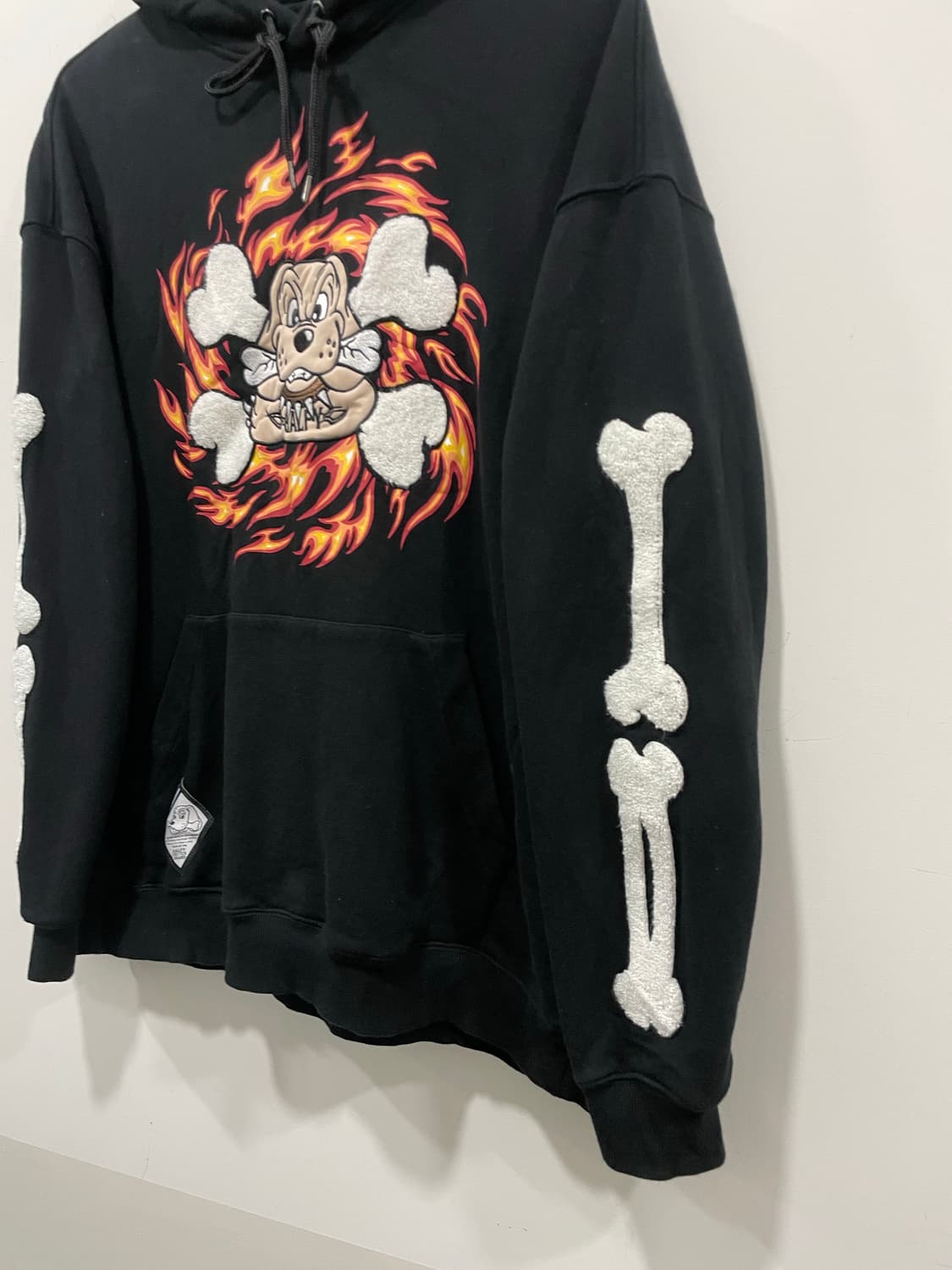 Jpn Galfy 갈피 플레임 도그 자수 스켈레톤 후드스웻셔츠 상품이미지7