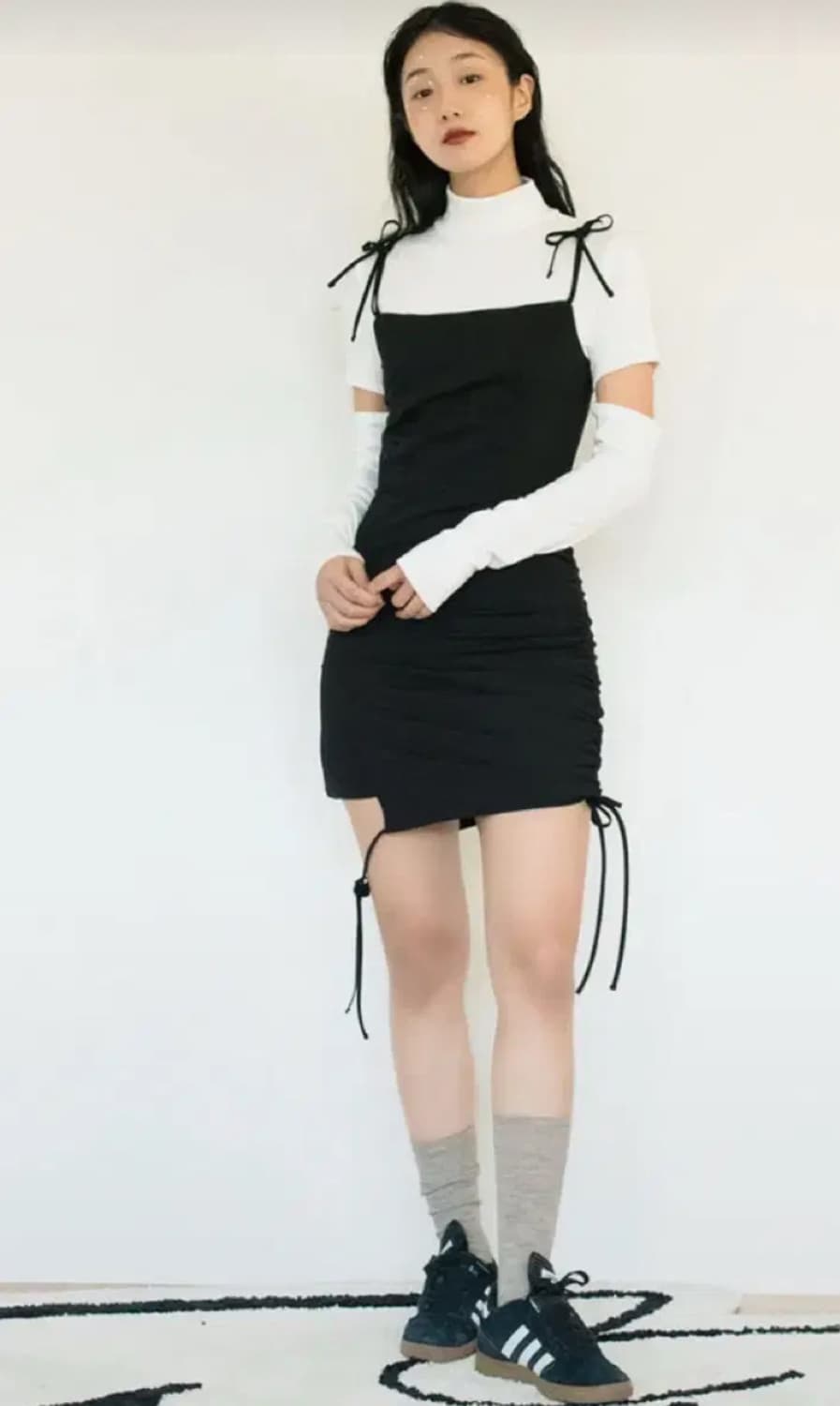 일구구일 언발란스 리본 드레스 그레이  상품이미지1