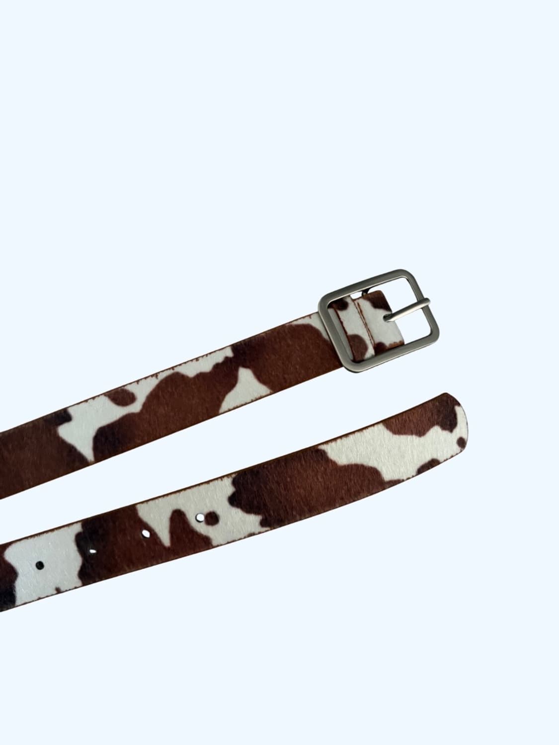 애니멀 패턴 카우 벨트 레더 벨트 브라운 베이지 상품이미지2