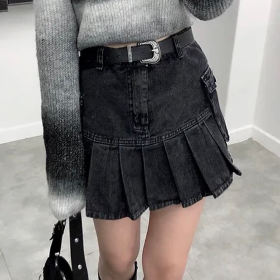 흑청 카고 스커트 상품이미지2