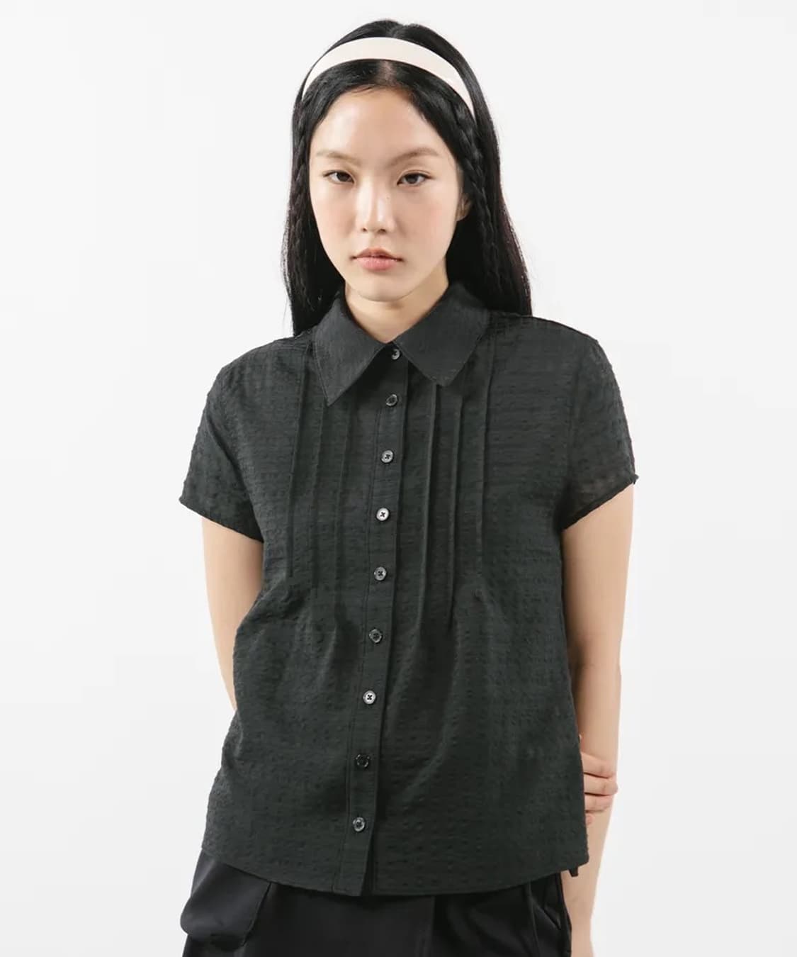 뚜오미오 SHORT SLEEVE BLOUSE [BLACK] 상품이미지4