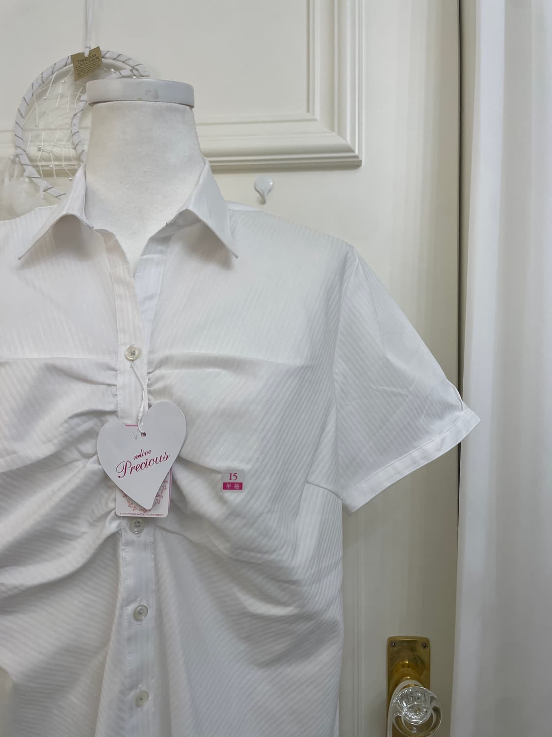 white shirring basic half shirt 상품이미지6