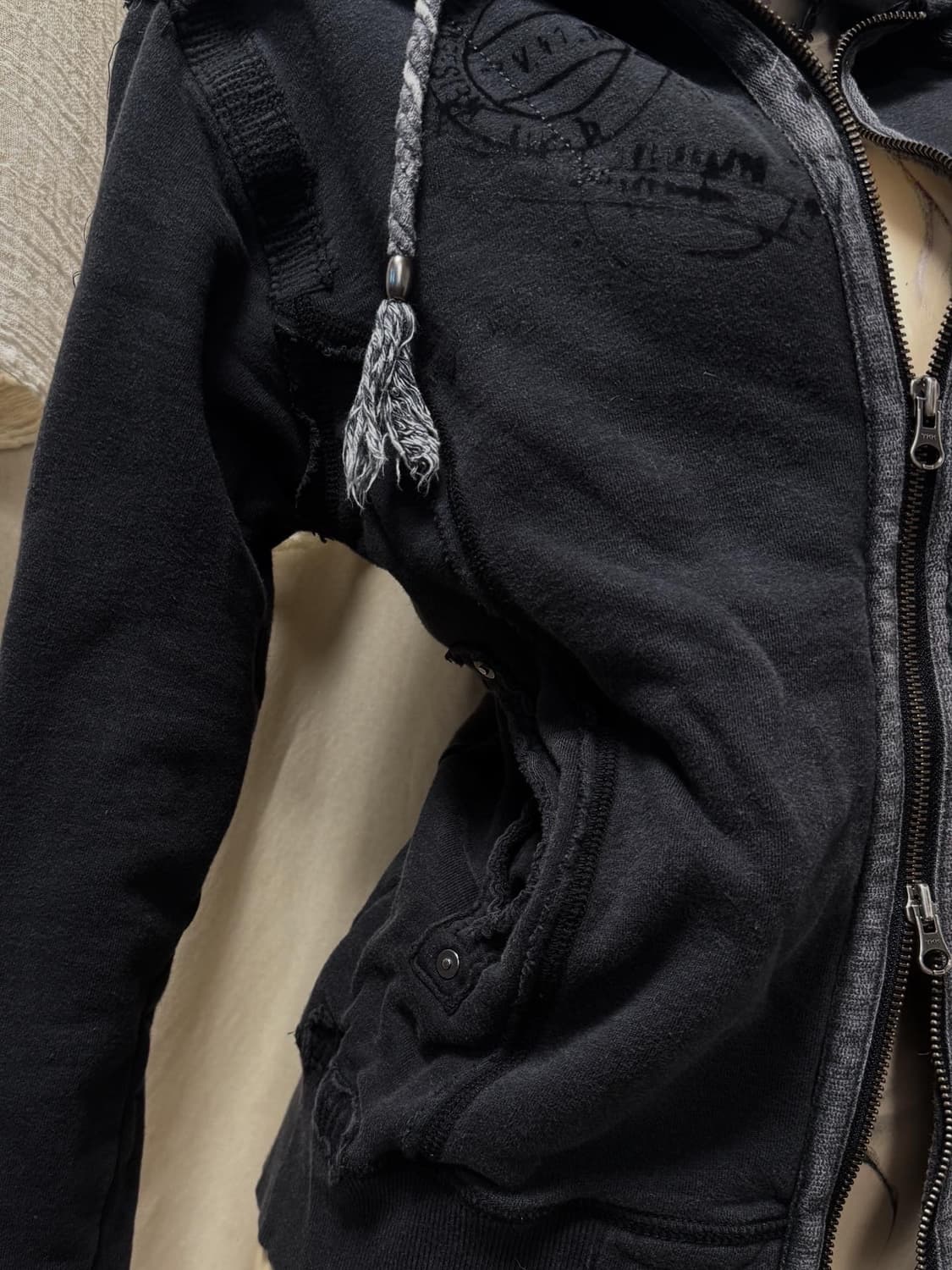Grunge Detail Hoodie Zipup 상품이미지3
