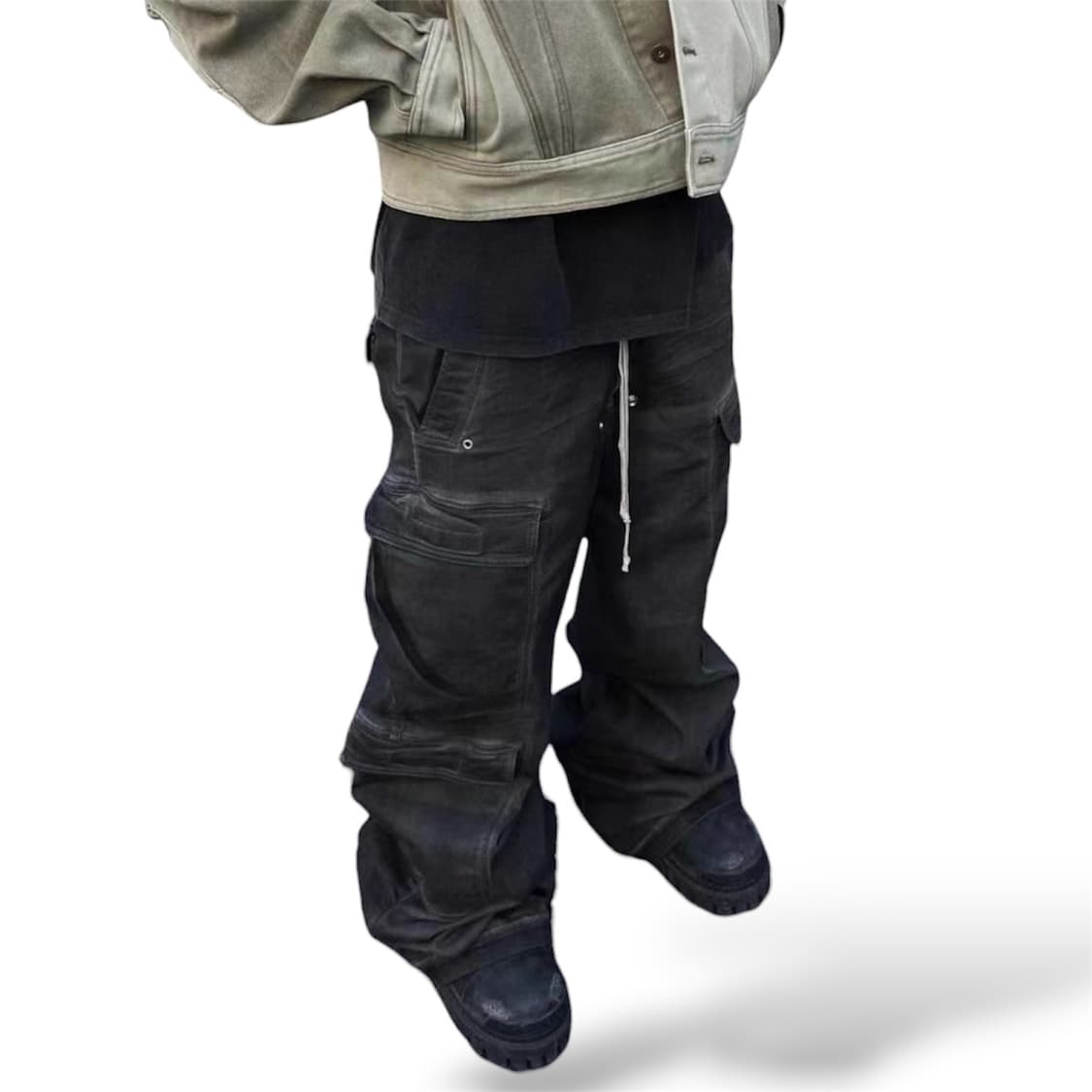 릭 스타일 무드 블랙 데님 카고팬츠  상품이미지3