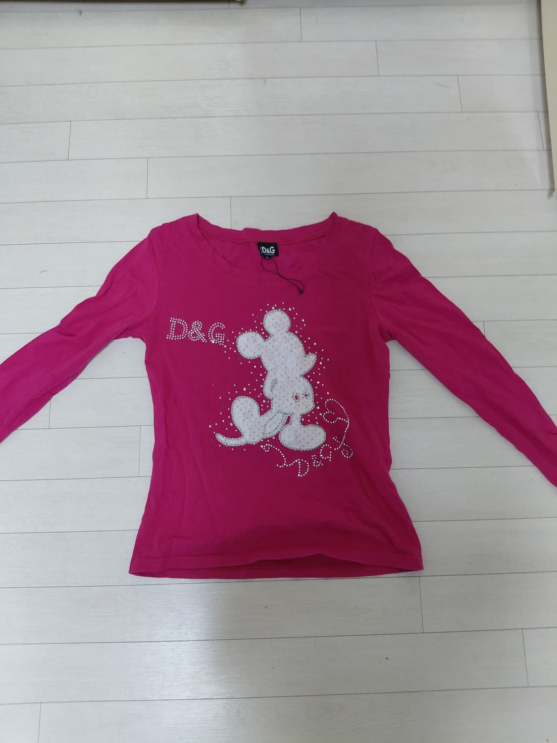 돌체앤가바나 d&g 핑크 디즈니 미키마우스 큐빅 딱붙핏 슬림핏 롱슬리브 상품이미지3