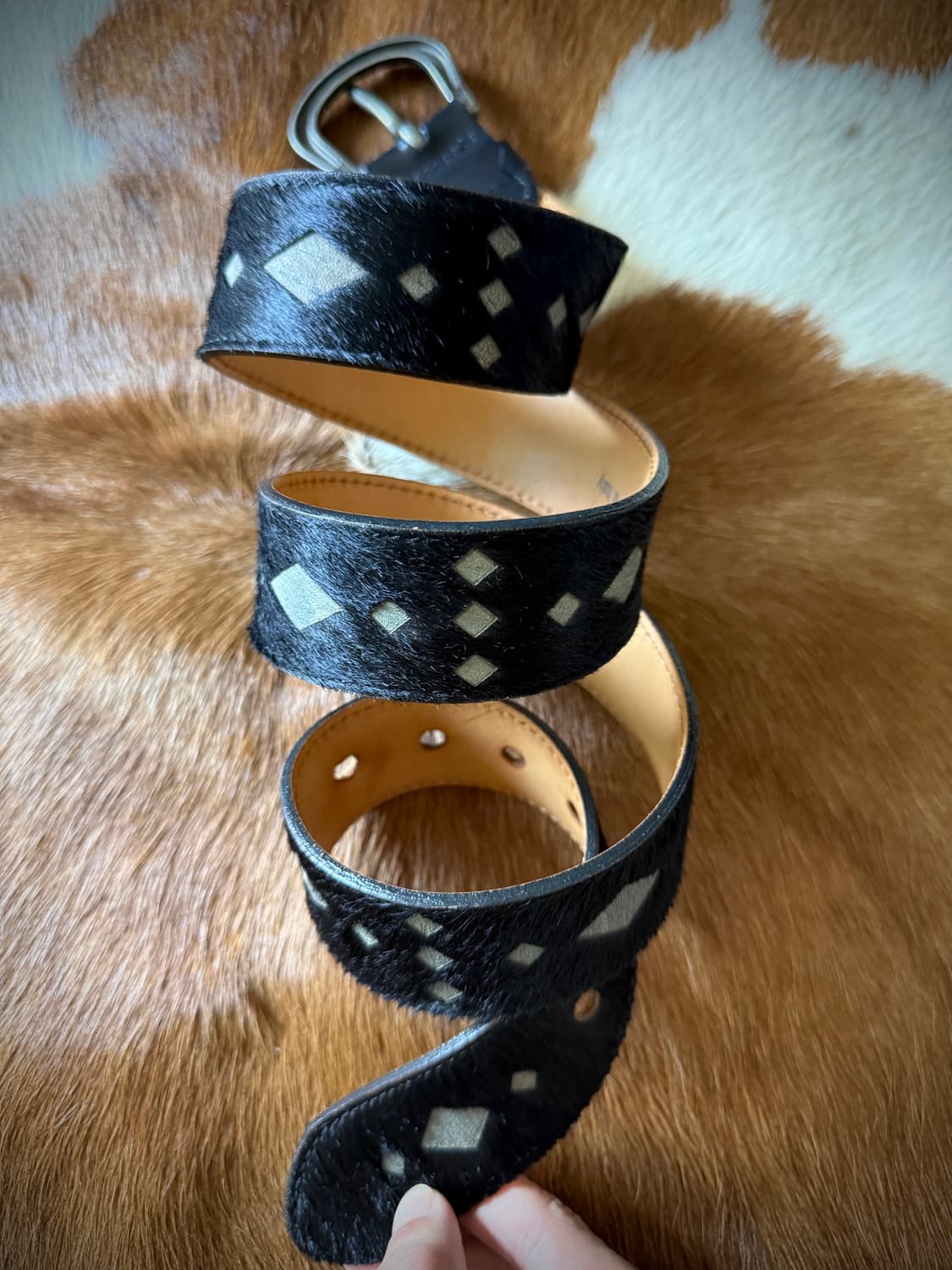 weastern hand made Italy Joop! 송치 레더 벨트 상품이미지2