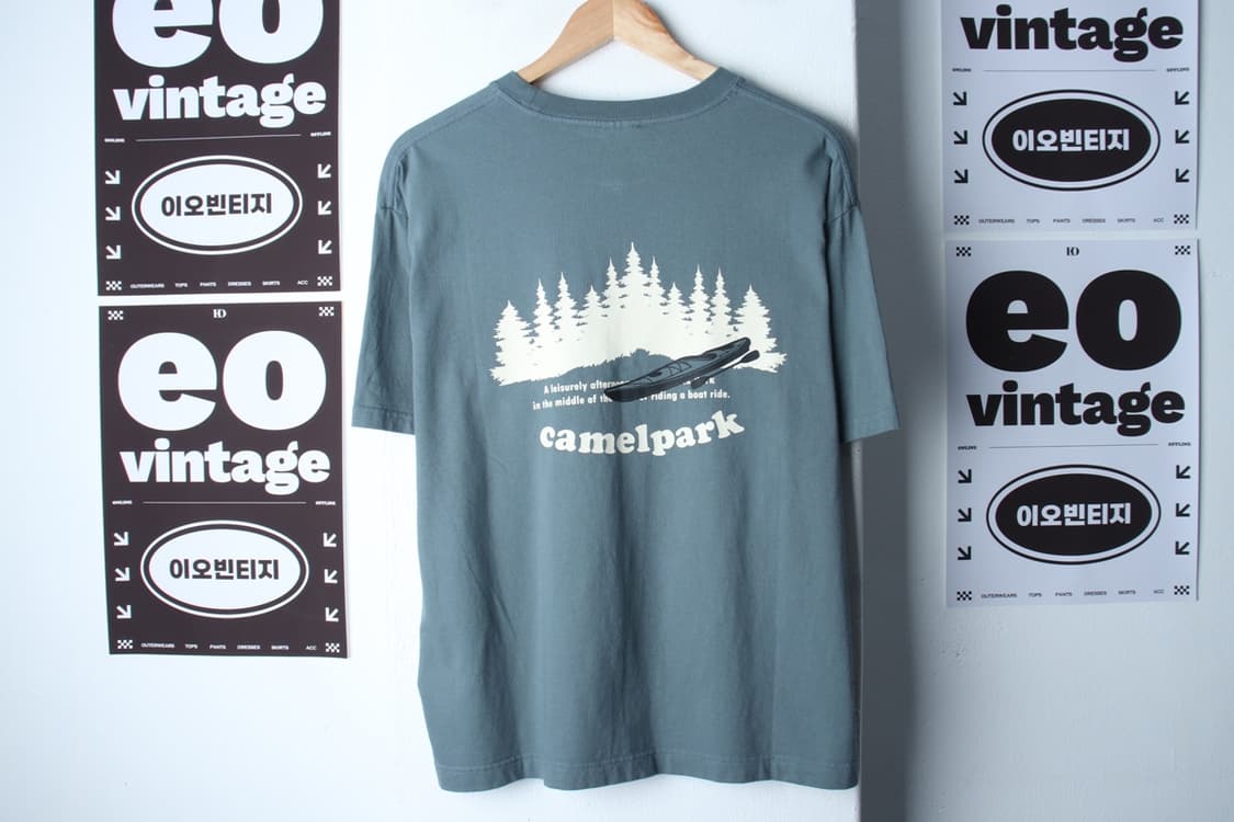 (L-XL) 카멜워크 반팔 티셔츠 캠핑 그린 올드스쿨-H3H33863 상품이미지6